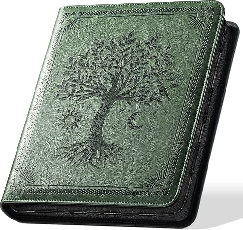 Ovesmusl 1 Inch 3 Ring Binder with Zipper, PU Leather