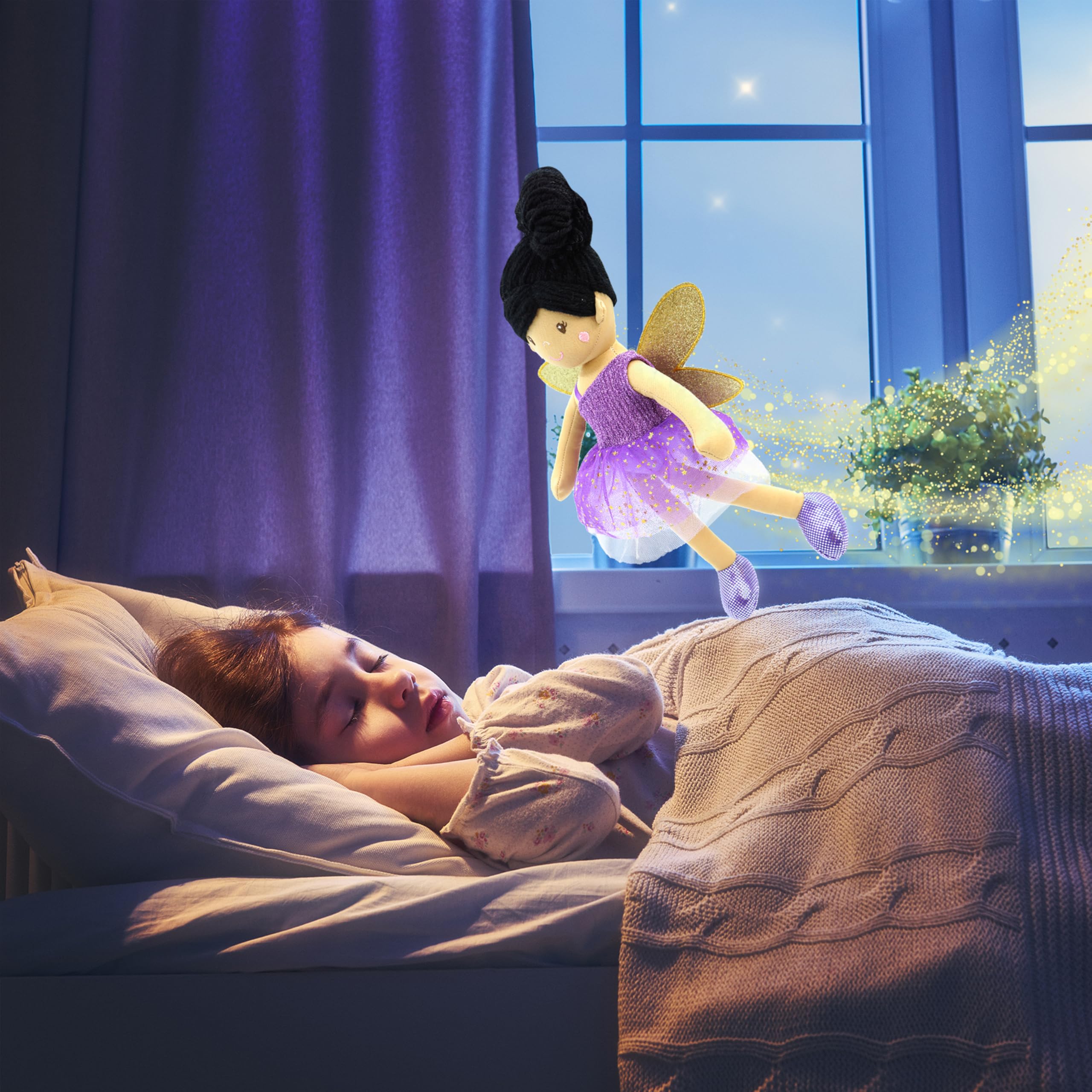 Lullaberry 30cm Enchanted Fairy Doll Violet - Plush Stuffed Soft Doll Girl Gift - Purple Outfit and Gold Wings - Image 4