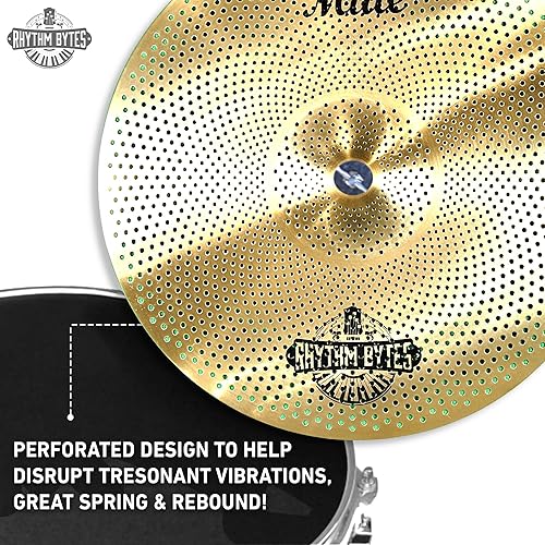 Miniatura 13 de Paquete de platillos de bajo volumen con almohadillas silenciadoras de tambor, 12 piezas de platillos y almohadillas silenciadoras de tambor, juego