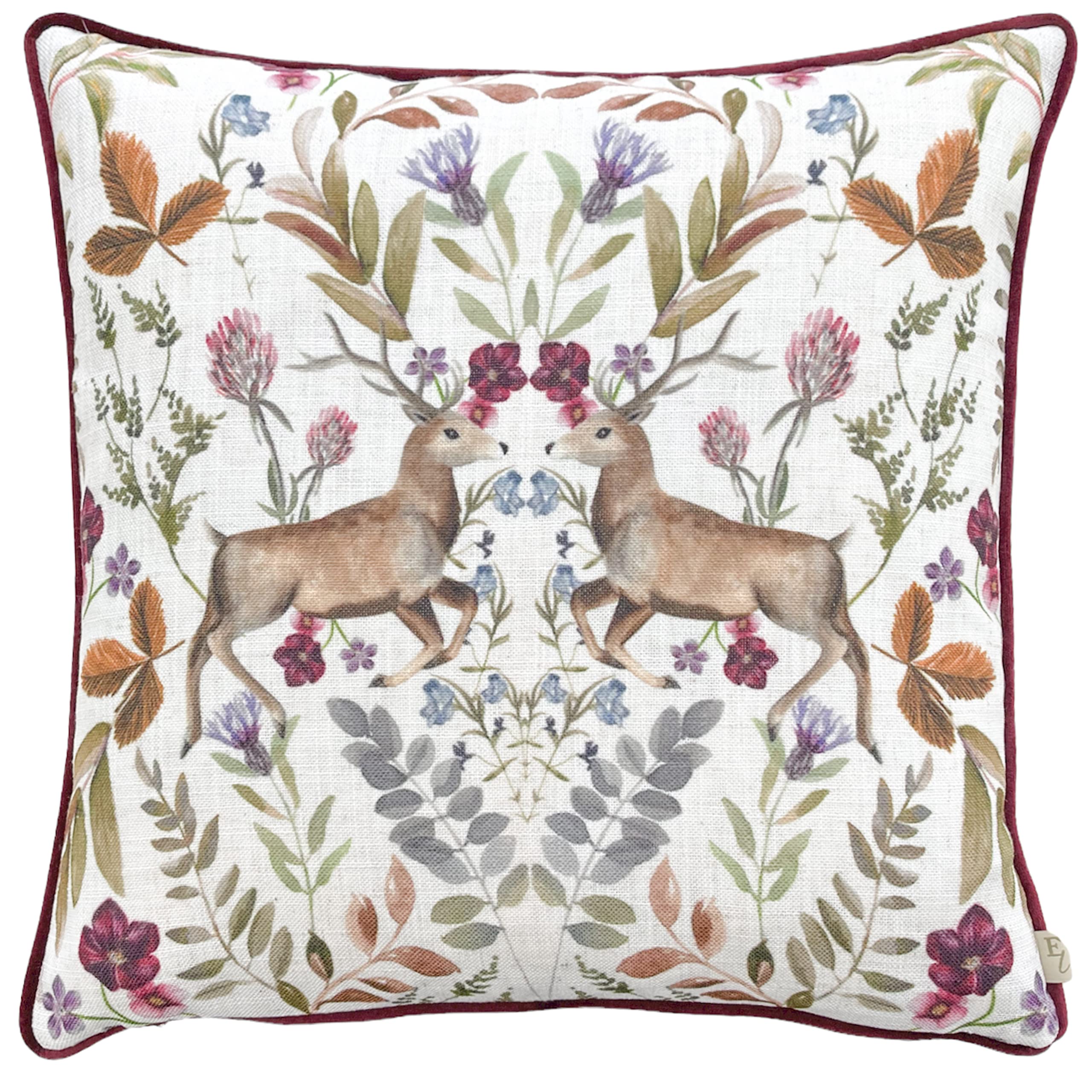 Evans Lichfield Mirrored Stag Cushion Cover, Shiraz