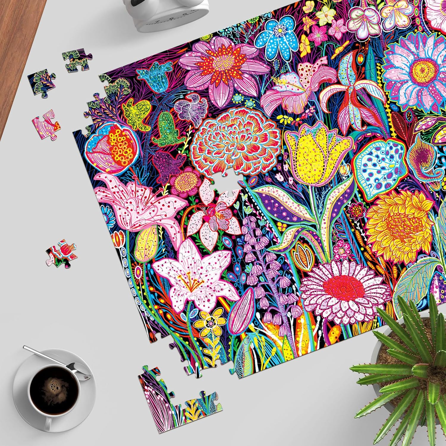 Puzzles for Adults 1000 Pieces, Artistic Blooms Jigsaw Puzzles, Fun and Relaxing Challenging Puzzle, Floral Flower Puzzles, Interlock Perfectly No Dust, Gifts for Easter Earth Day