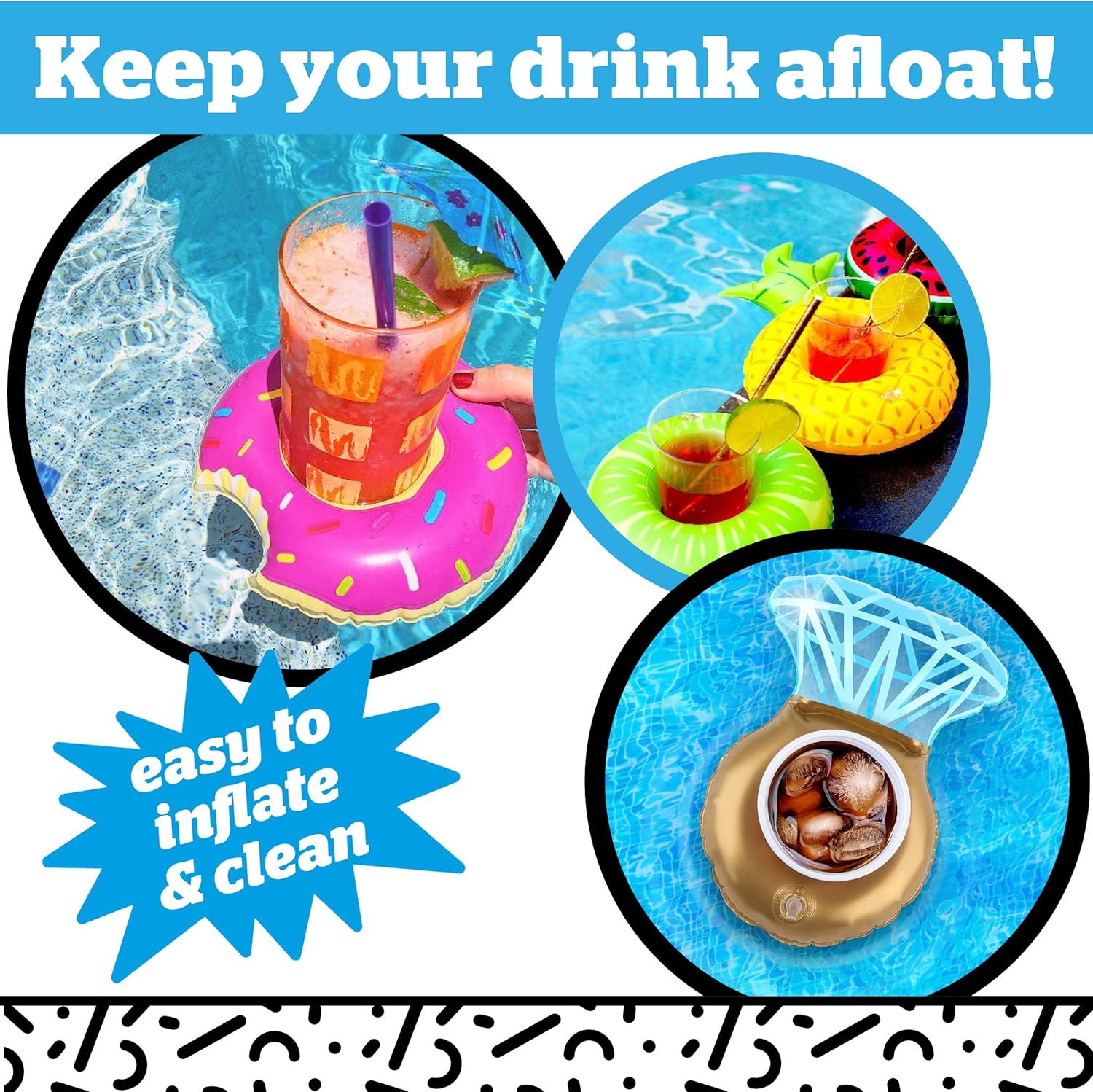 BigMouth Inc Inflatable Drink Holder for Pool - Floating Cup Holder for Hot Tub & Water - Fun Outdoor Beverage Float