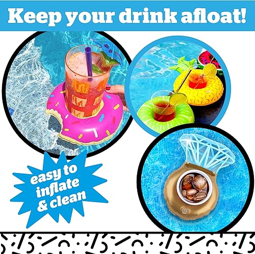 Miniatura 4 de BigMouth Inc - Soporte inflable para bebidas para piscina, portavasos flotante para bañera de hidromasaje y agua, divertido flotador de bebidas al