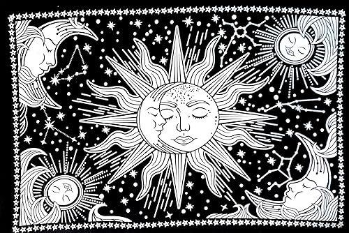 Miniatura 3 de ICC - Tapiz de sol y luna, tapiz de sol blanco y negro, sábana para colgar en la pared, decoración de habitación, tapices estéticos de arte místico,