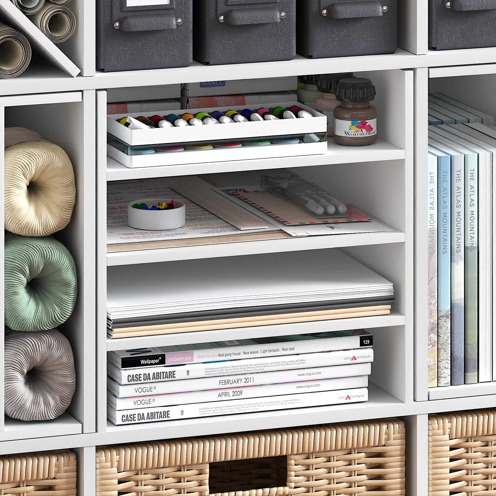 Furinno Cubicle 3-Shelf Cube Insert, Cube Organizer, Plain White