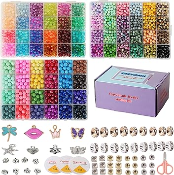 3000pcs 6mm Glass Beads DIY Craft Kit - Beads Bracelet Kit, DIY Beads Jewelry Kit, 72 Color Box Vibrant Beaded Supplies for Jewelry Making, Necklace Bracelet Crafting, String Art & Home Decor