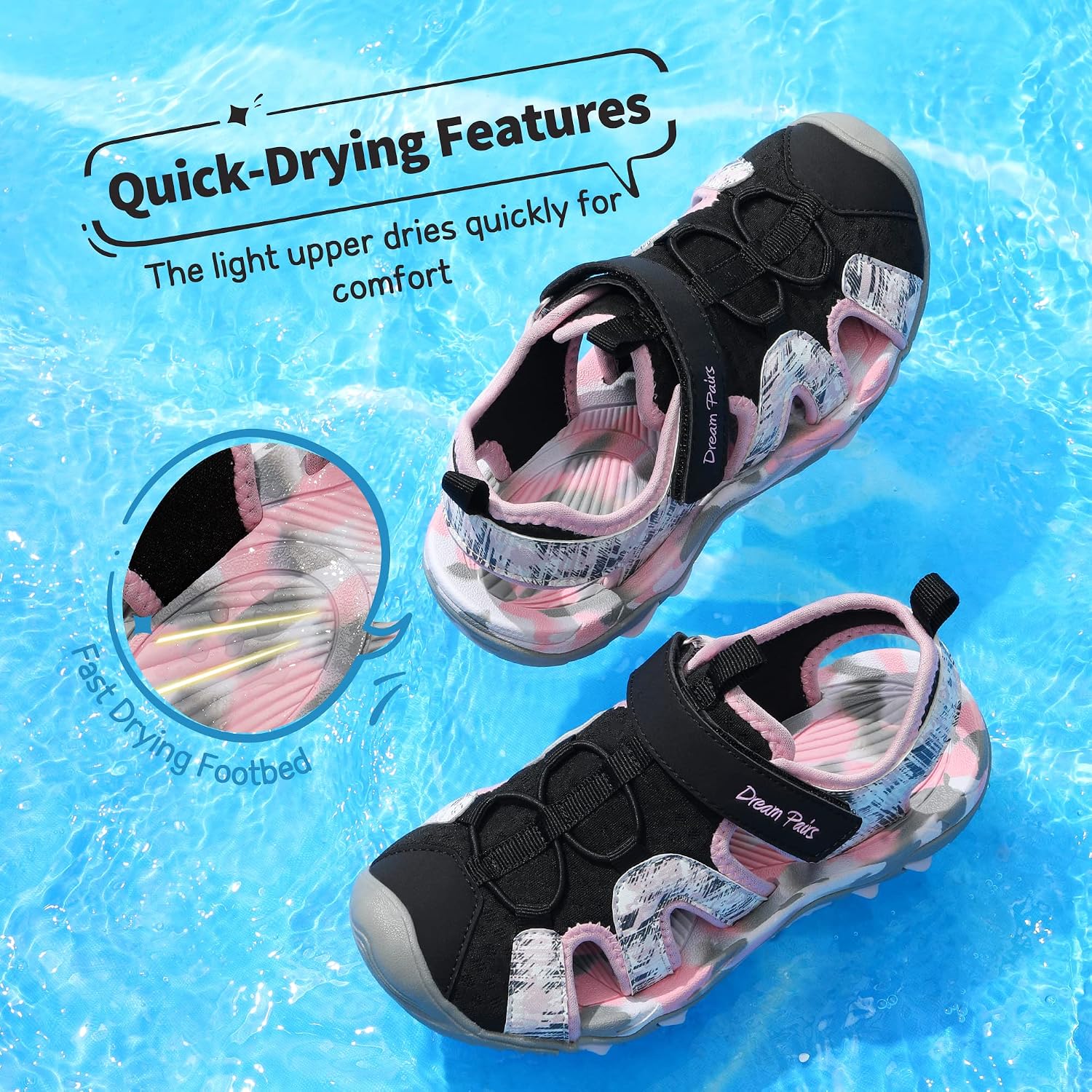 DREAM PAIRS Boys Girls Summer Outdoor Athletic Water Sport Sandals for Toddler/Little/Big Kid
