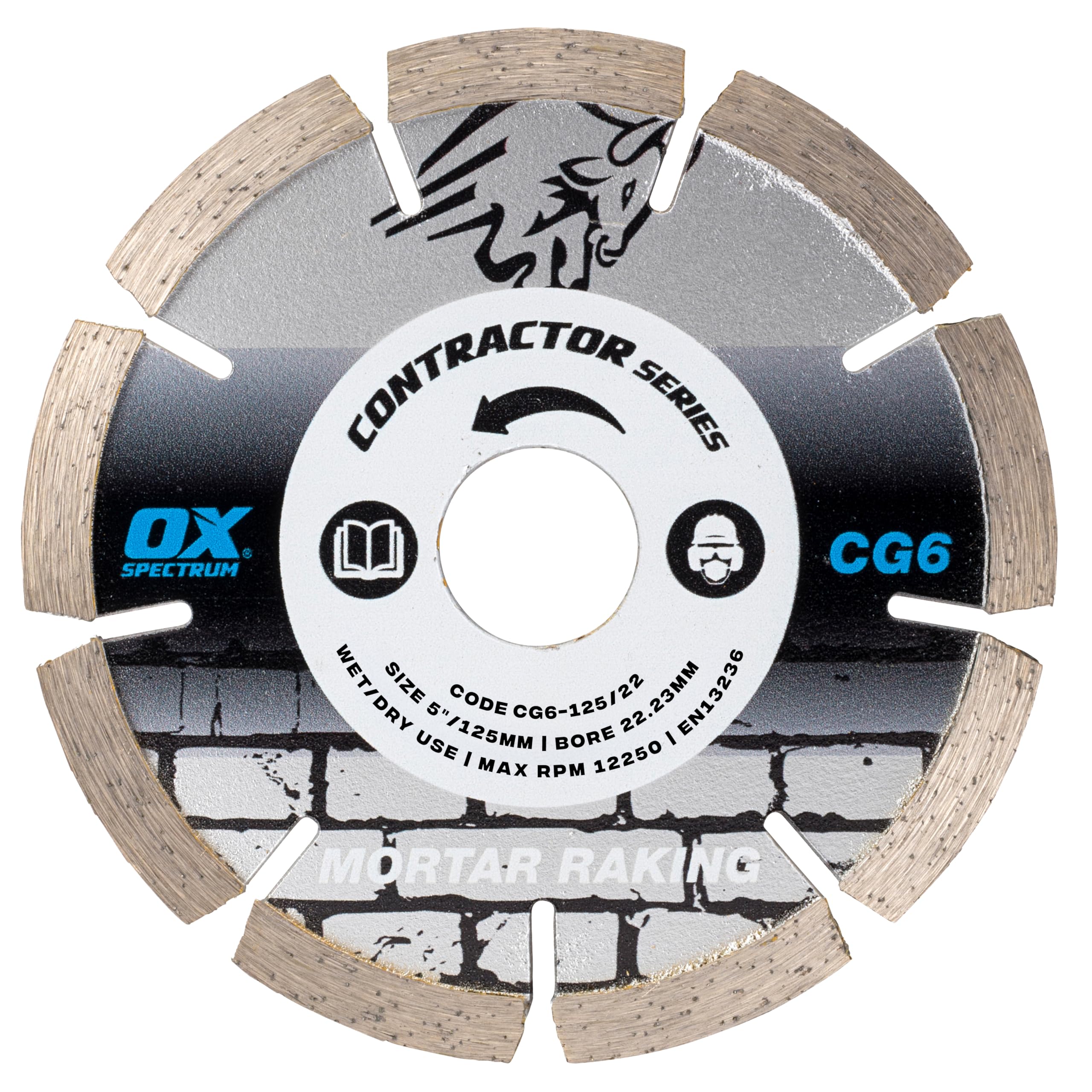 Ox Tools Multi-Colour Contractor Diamond Blade - Mortar Raking - 125/22.23Mm