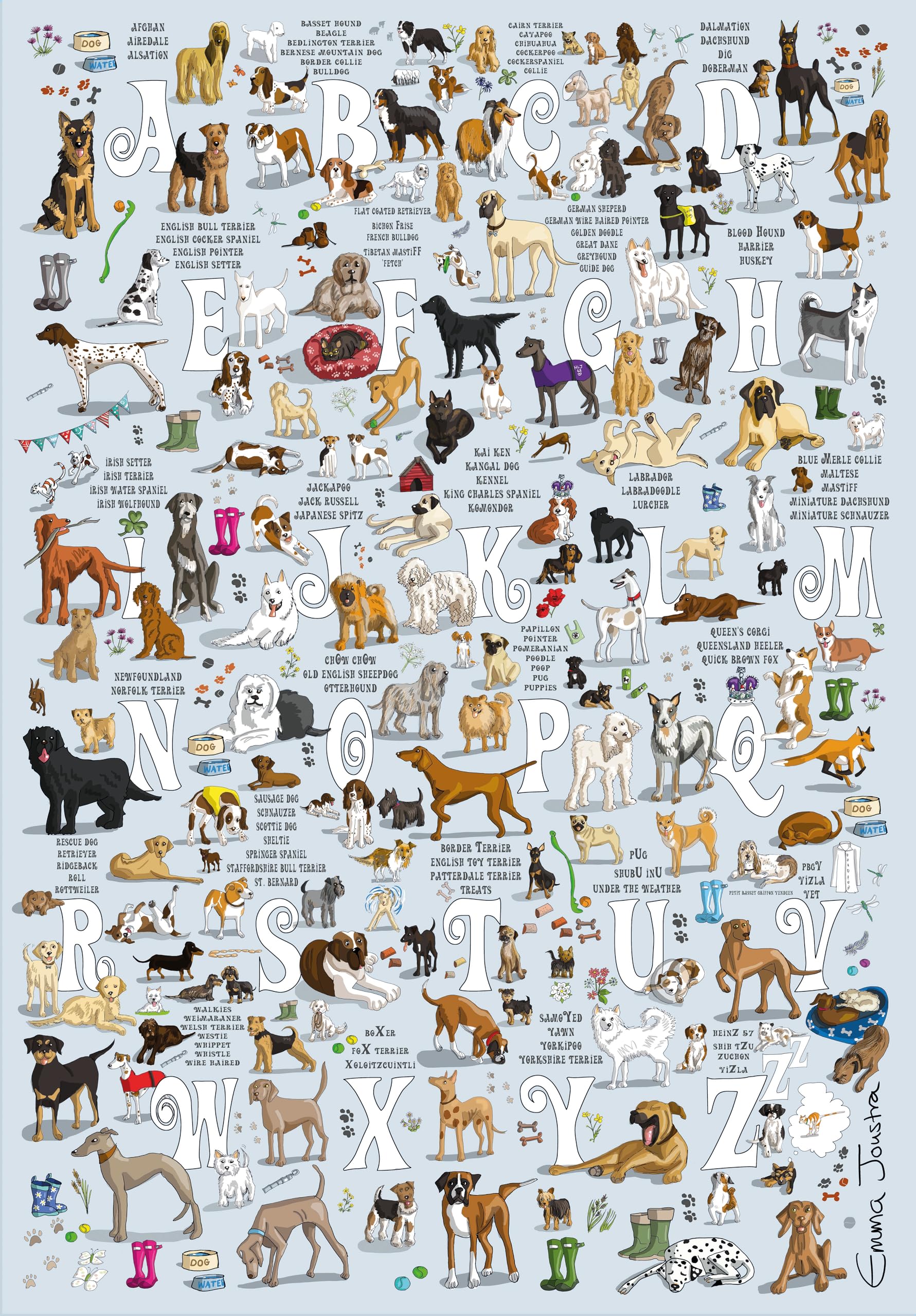Emma Joustra Jigsaw Puzzle 'Dogs A to Z' 1000 Piece | Great British Jigsaws | Small Batch Made | Sustainable Jigsaw Puzzles