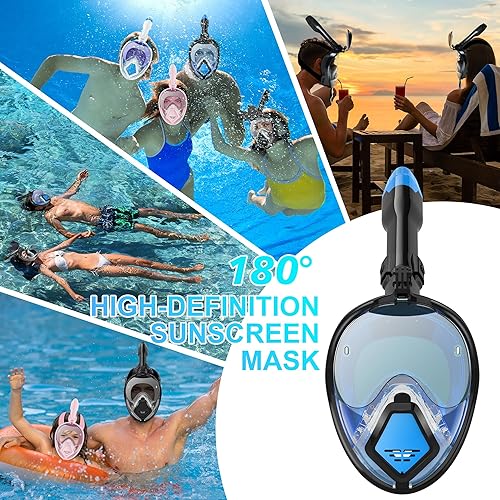 Miniatura 9 de Devilfish Full Face Snorkel Mask Adults, Dry Top System Snorkeling Set with Foldable Sunglasses, 180 Degree Panoramic View Snorkel Gear, Scuba