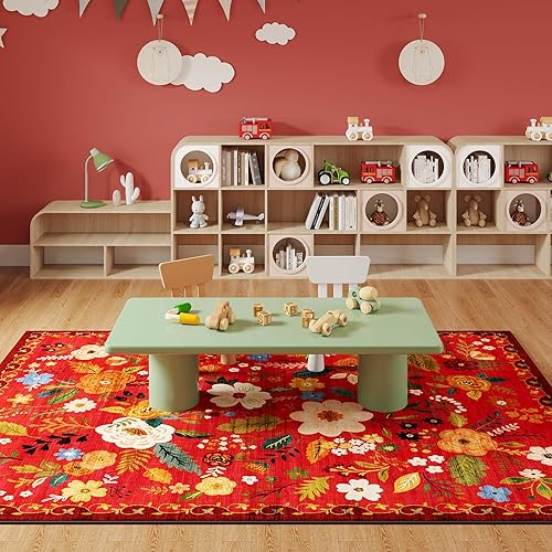 Miniatura 96 de Rugcomf Alfombra de pasillo para cocina, antideslizante, 2 x 6 pies, alfombras lavables con parte trasera de goma, alfombra floral suave para