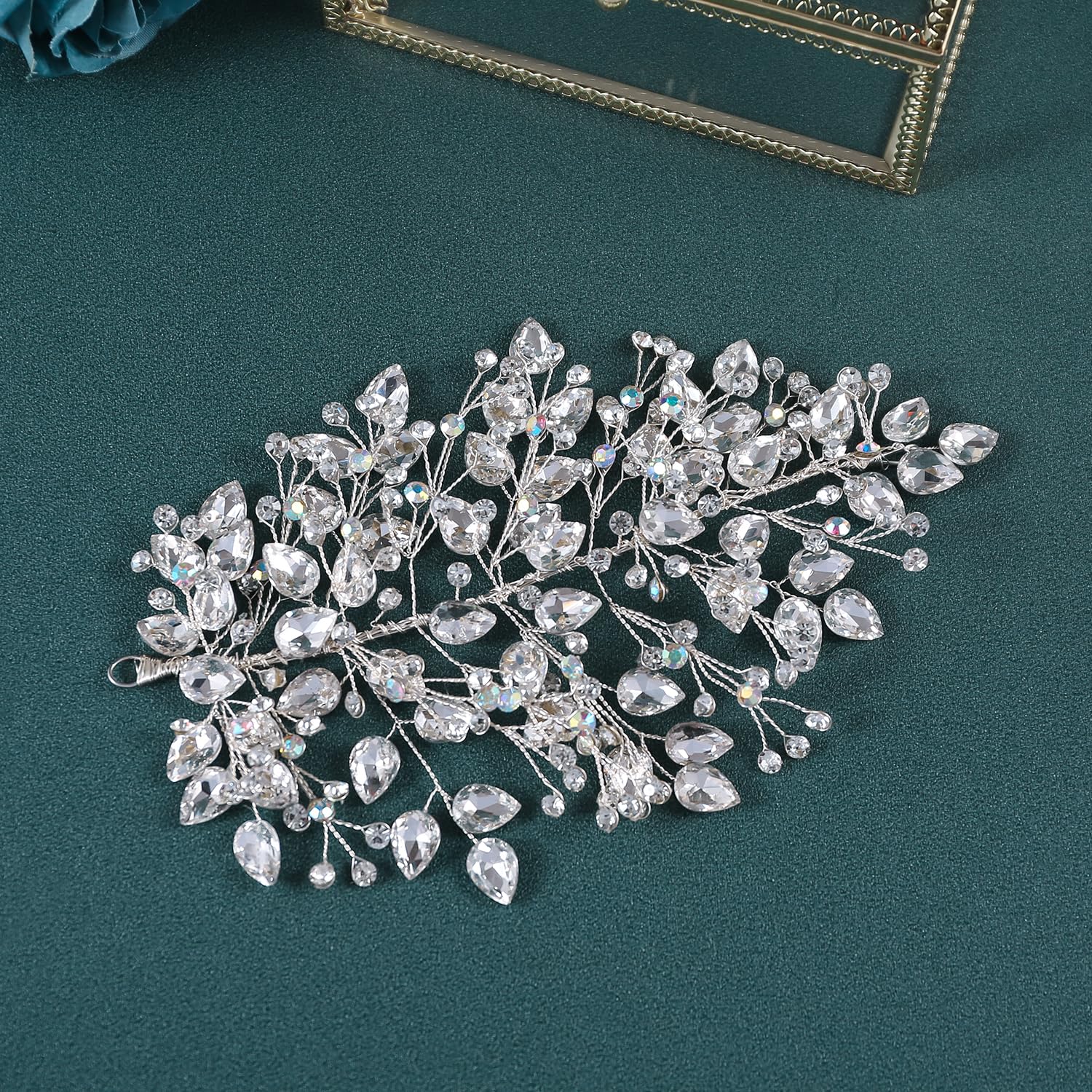 Wedding Hair Pieces for Brides Handmade Bridal Headpiece Rhinestone Bride Hair Accessories for Women and Girls (Sliver, 1) - Image 5