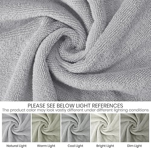 Miniatura 4 de Oakias Toalla de baño gris claro de alta calidad, 1 paquete, 35 x 70 pulgadas, 21.16 ozm, 100% algodón hilado en anillo, toalla jumbo de calidad de