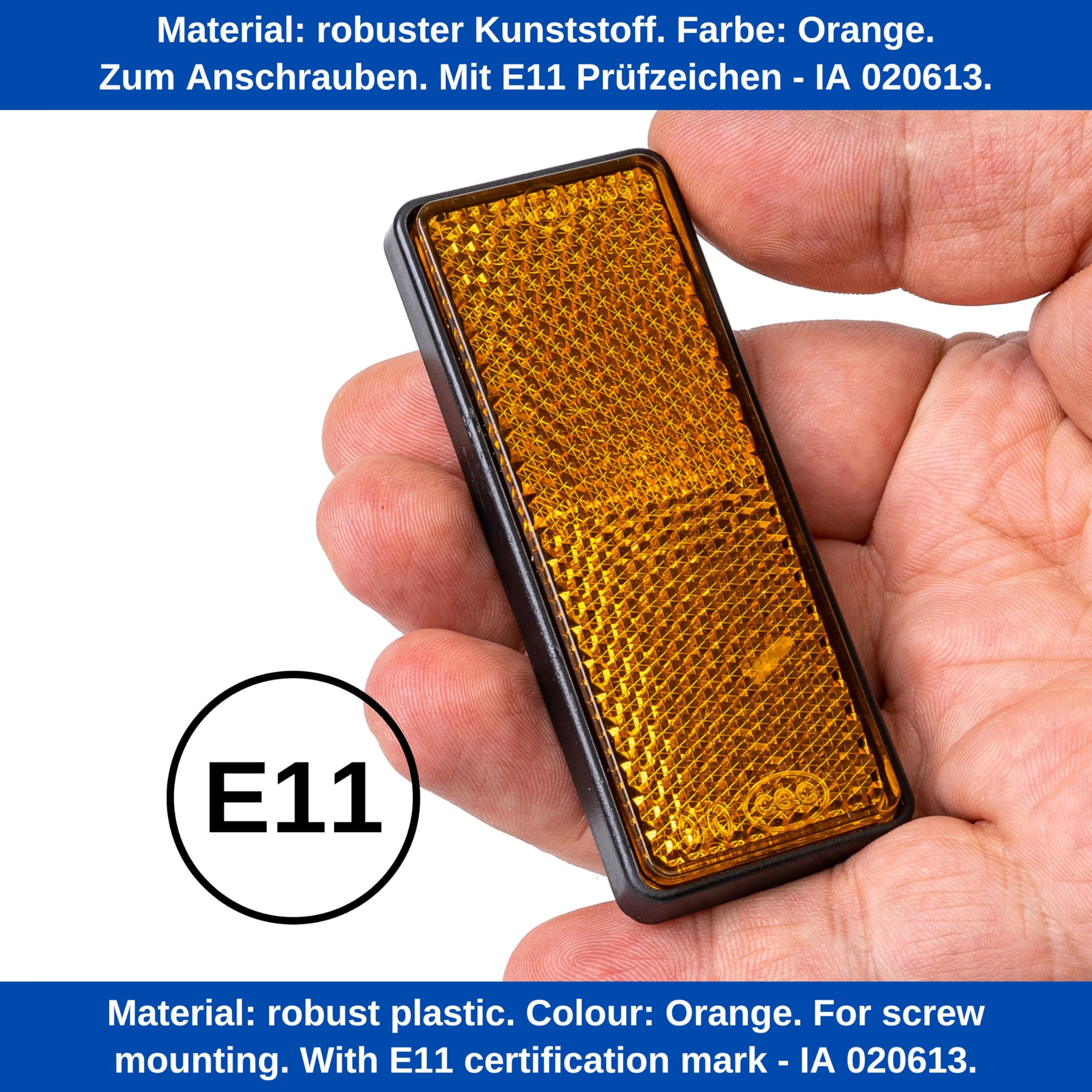 Riflettori con filettatura a vite, 4 Pz, Arancione, 88 x 35 mm, Marchio di E, Riflettore di Sicurezza per Camper, Rimorchi e Pali, Catarifrangenti Destro/Sinistro, Catarifrangenti Giro Riflettori - 4