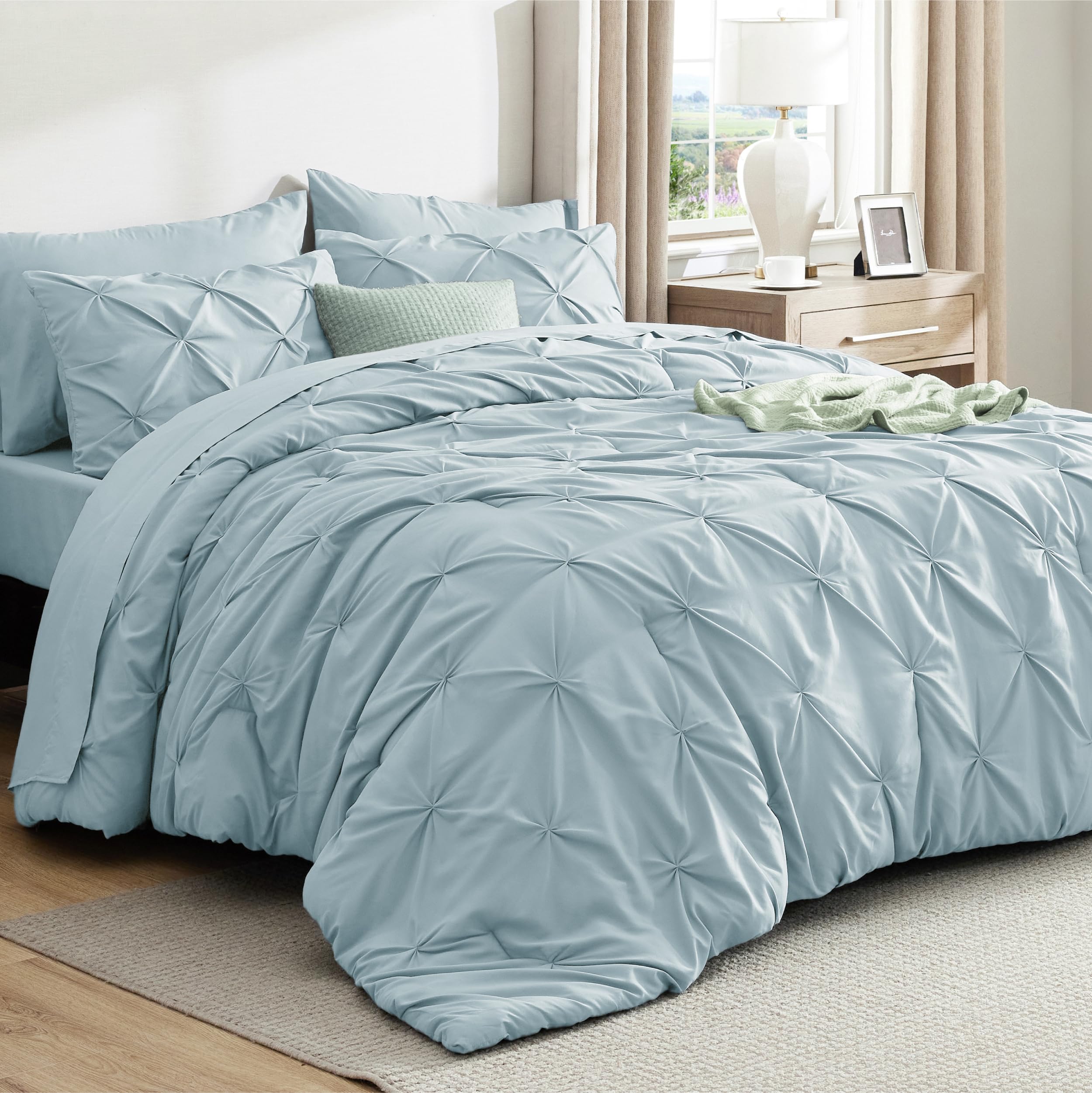 Bedsure 5-Piece Twin Comforter Set &amp; Sheets, Baby Blue Bedding