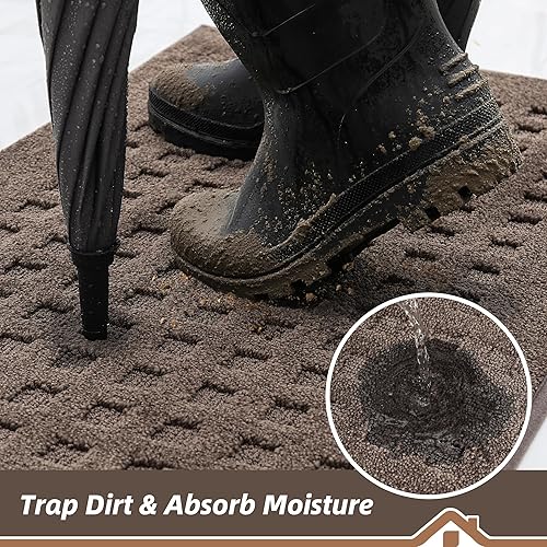 Miniatura 3 de BEQHAUSE Tapete para puerta de 20 x 32 pulgadas, tapete para puerta de entrada interior, tapetes para perros para patas de barro, absorbentes y