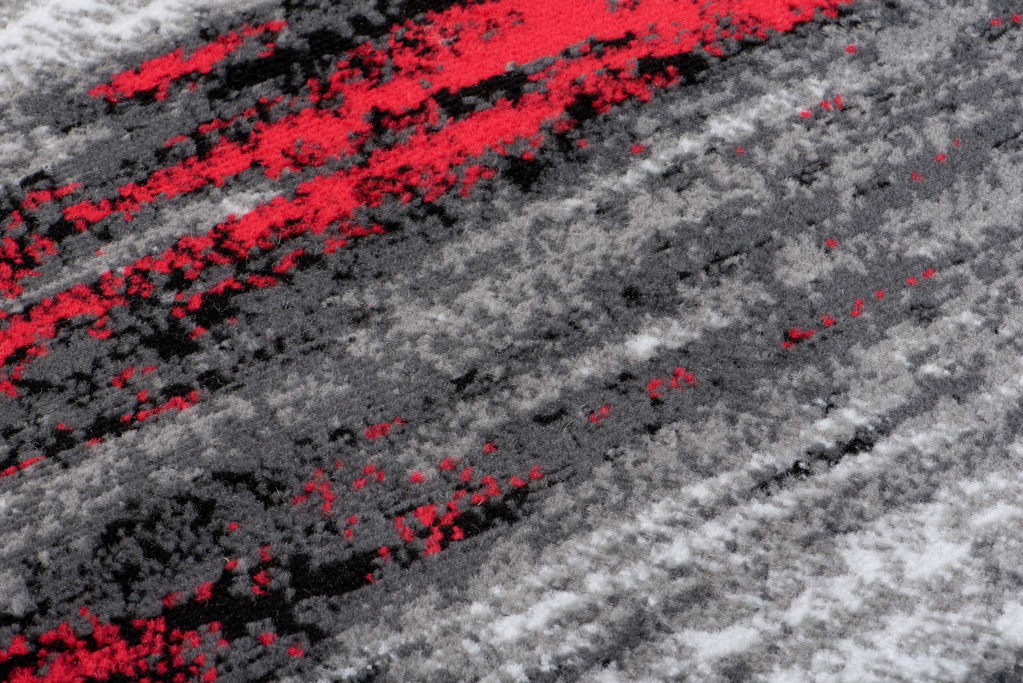 TAPISO Maya Teppich Läufer Meterware Kurzflor Wohnzimmer Flur Küche Modern Brücke Grau Rot Schwarz Verwischt Meliert Design ÖKOTEX 100 x 250 cm