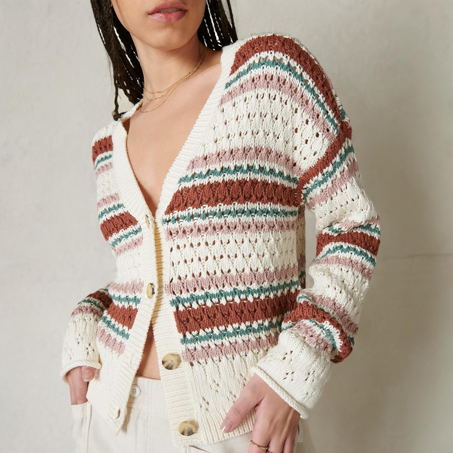 Lucky Brand Womens Lucky Brand Women's Button Front Knit Cardigan - Image 5