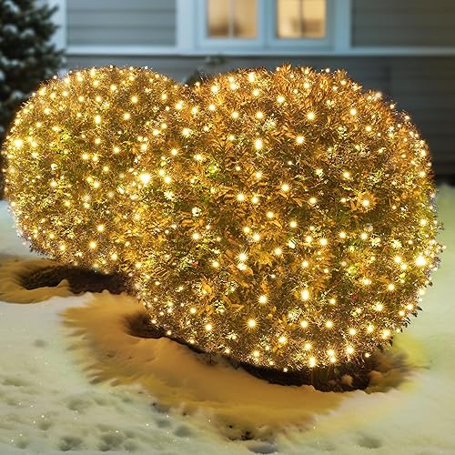 Miniatura 12 de Luces LED de Navidad Multicolor para Exteriores, Red de Luces de Navidad para Arbustos, 120 LED, 6 x 5 pies, Iluminación de Malla Conectable para
