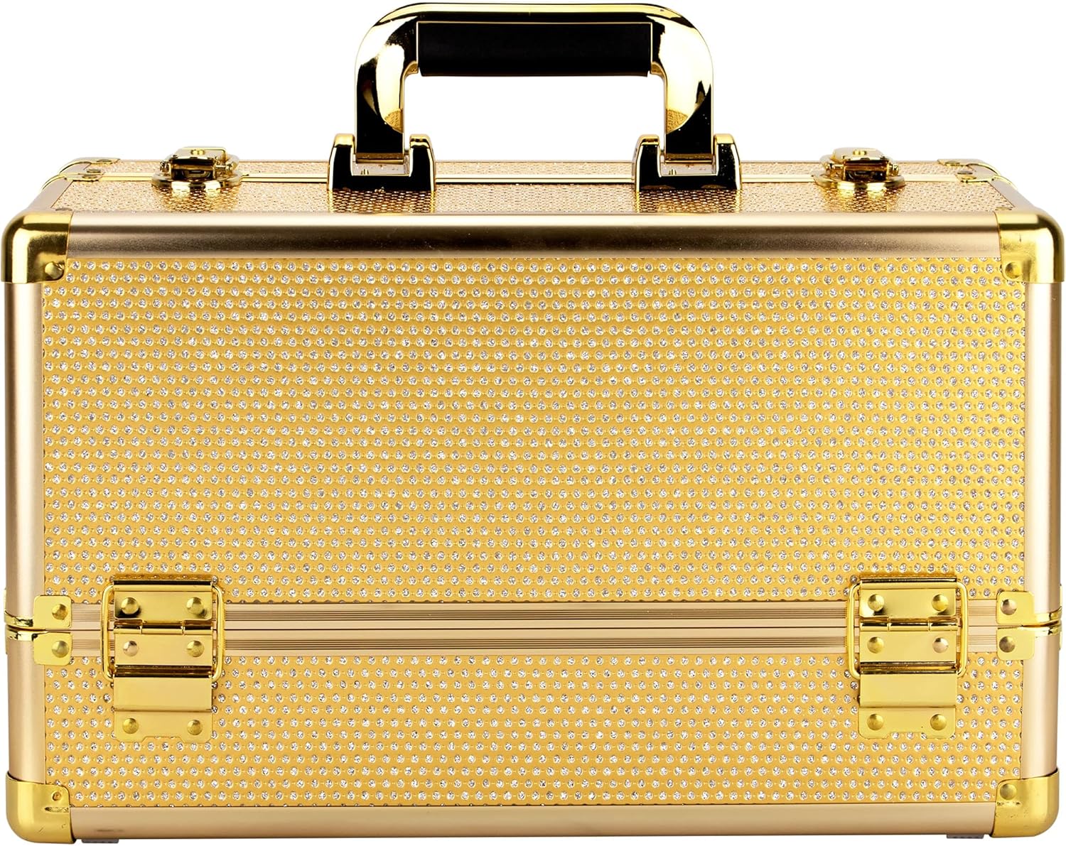 Ver Beauty VR3201 Makeup Train Case Professional Aluminum with 6 Tier Tray and Brush Holder, Gold Krystal (VP002-47) : Clothing, Shoes & Jewelry