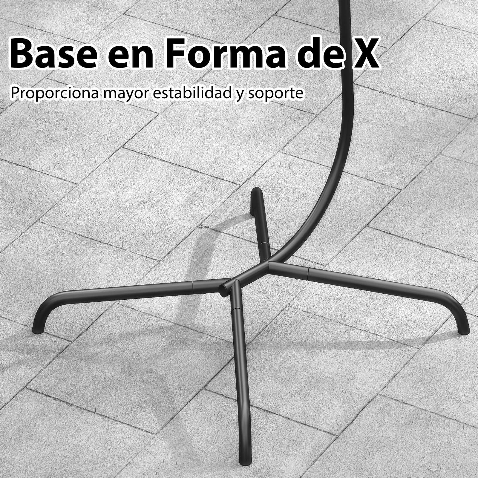 COSTWAY Soporte Silla Colgante, Estructura de Metal, Soporte Hamaca en Forma de C, Gancho de Resorte y Rotación de 360°, Carga 180kg, Interiores Exteriores