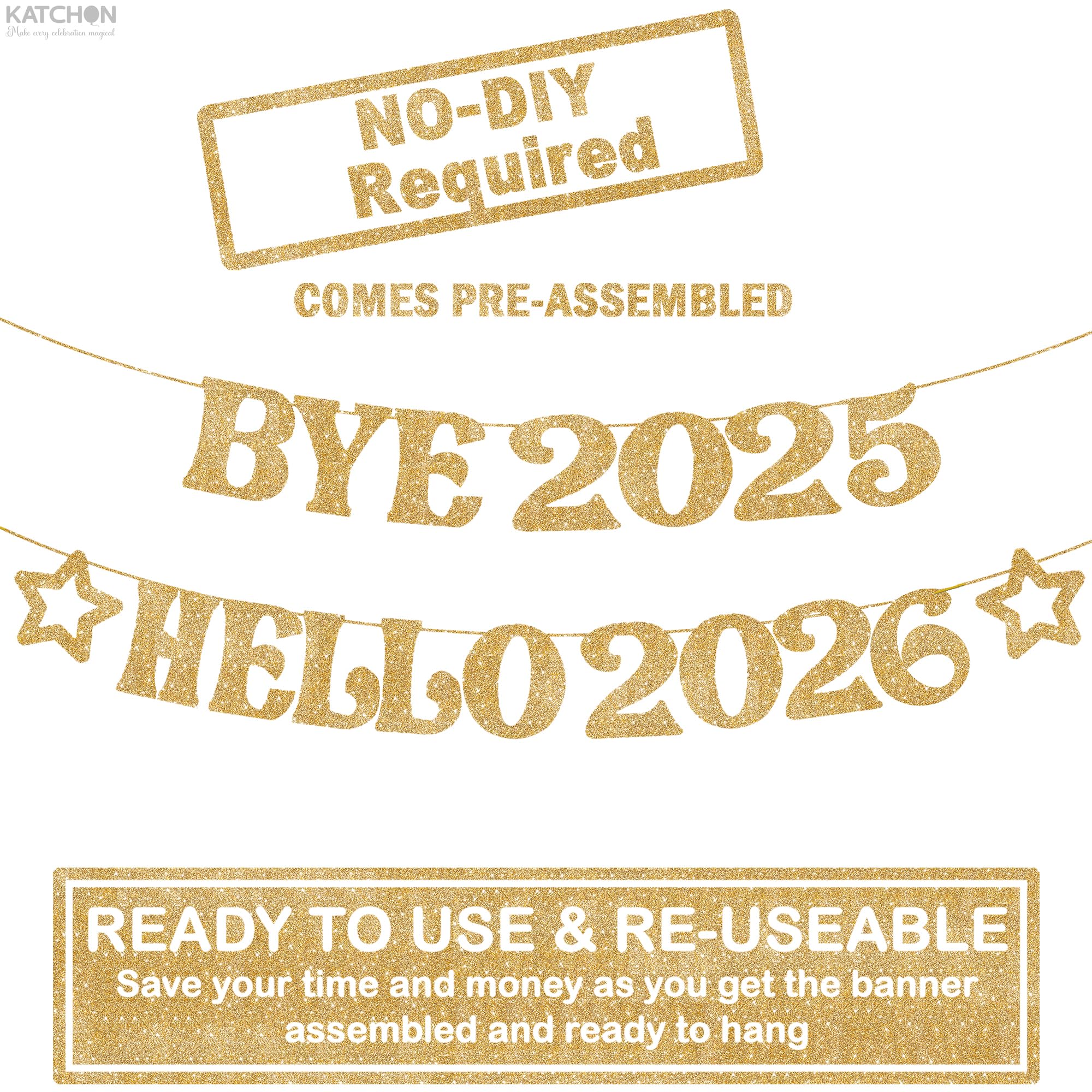 Snapklik.com : Glitter Gold Happy New Year Banner - 10 Feet Bye 2025 ...