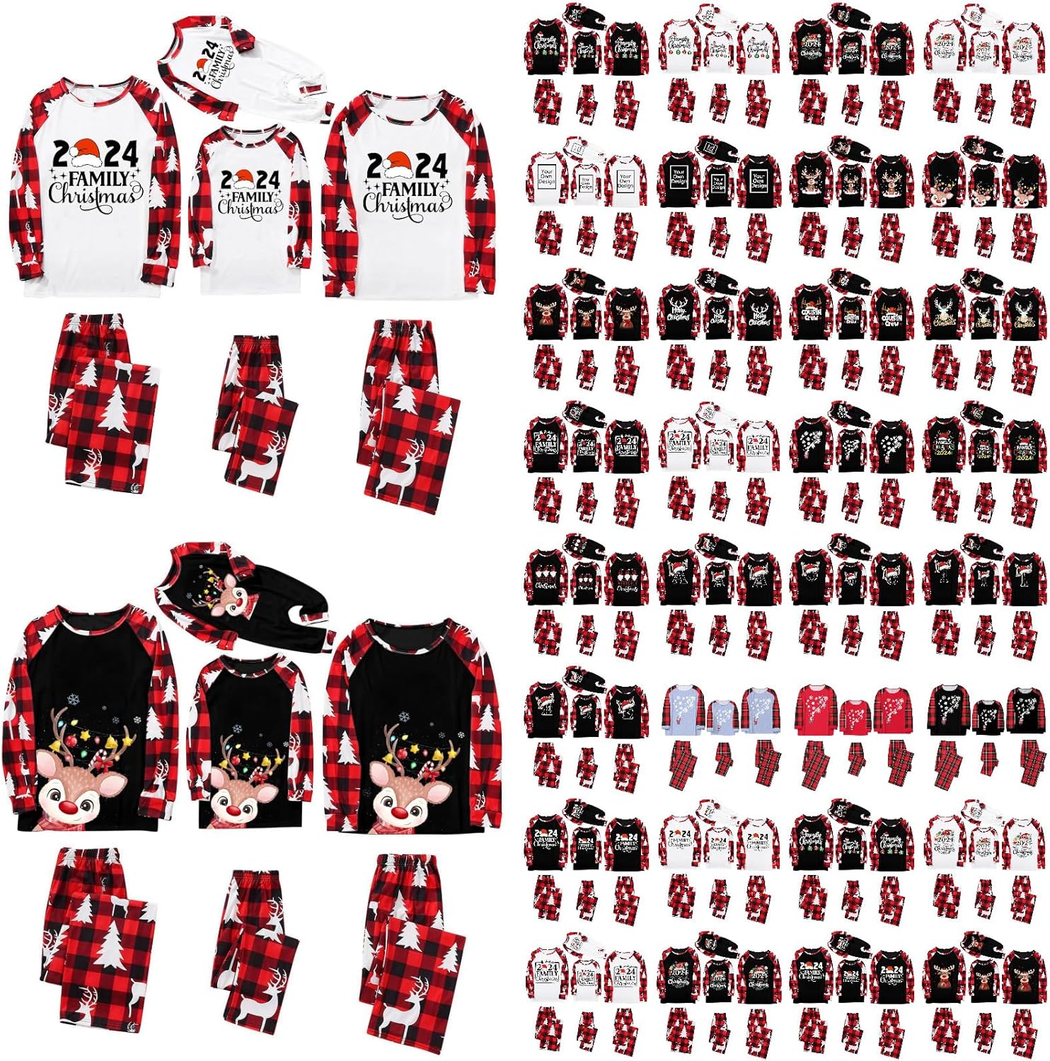 Matching Christmas Pajamas For Family Reindeer Print Crew