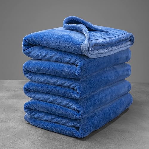 Mellowdy Manta de Franela Extra Gruesa y Muy Suave (Azul Zafiro, 90x90) - Manta Cálida de Tamaño Queen de 500GSM para Invierno, Otoño  Suave,