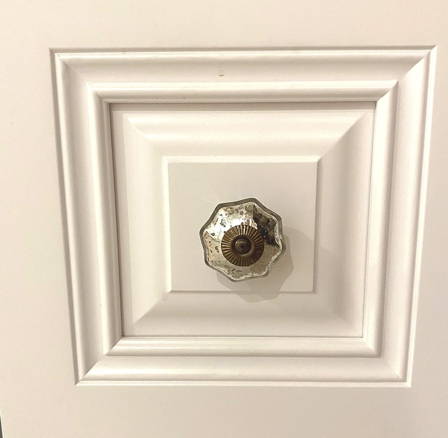 Shabby Restore Antique Chrome Color Mercury Glass Distressed Dresser Knob, Cabinet Pull - Pack of 10