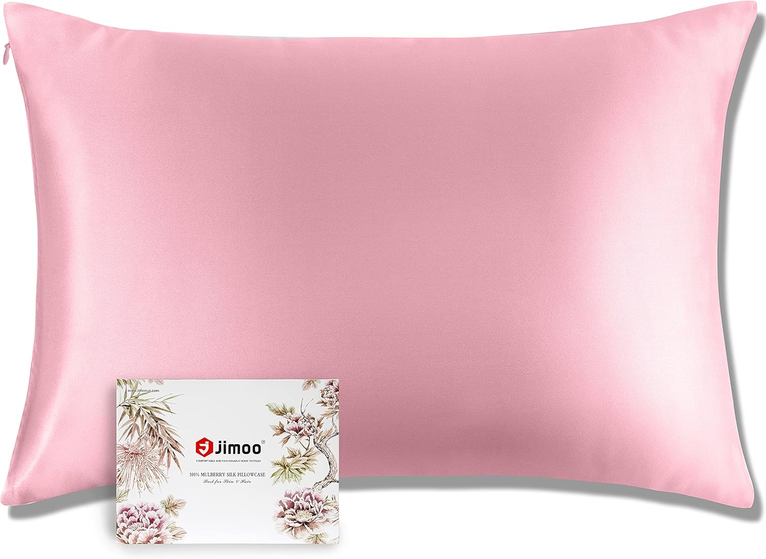 J JIMOO 100% Mulberry Silk Pillowcase for Hair and Skin, Both Sides 19 Momme Pure Natural Silk Pillowcases Soft Breathable Standard 20''×26'', Pink 1 Pack : Sports & Outdoors