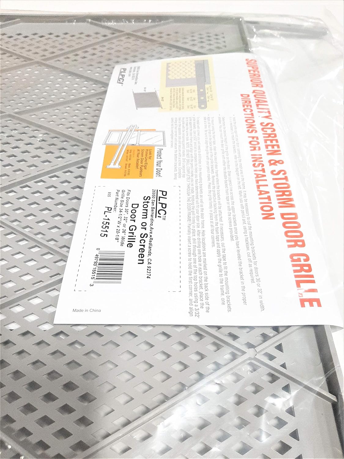 Slide-Co PL 15515 Gray Prime Line PL15515 34-1/2' X 20 Screen Door Grill, No Size