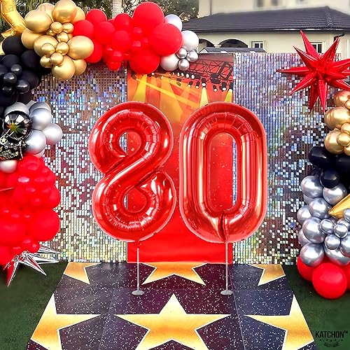 Miniatura 24 de KatchOn, Globos gigantes negros del número 80, 40 pulgadas, decoraciones de feliz cumpleaños 80 para mujer, globos de cumpleaños de 80 años
