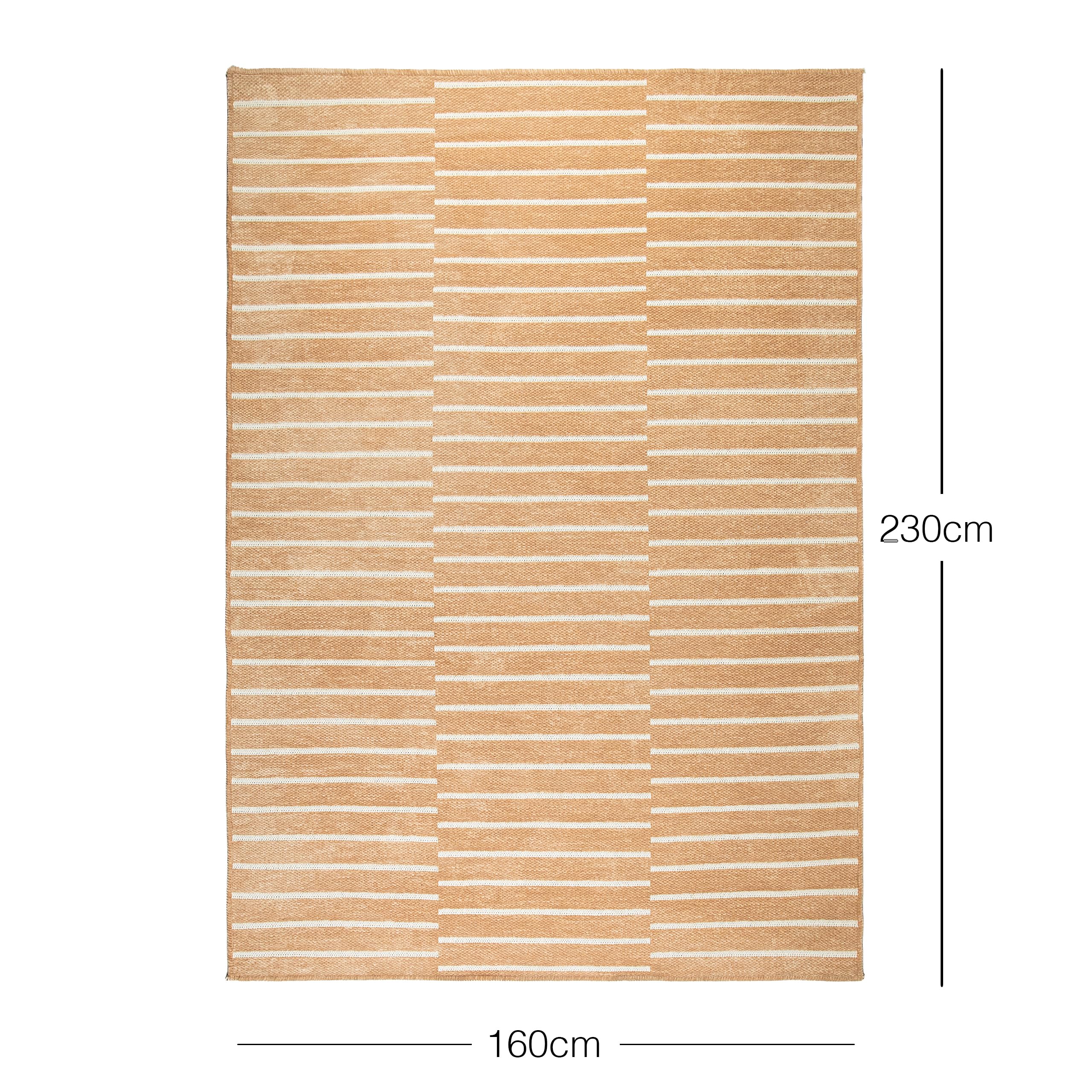 Ocean Home Textile Bej Renk Çizgi Desenli Şönil Halı Kilim 160 x 230 cm