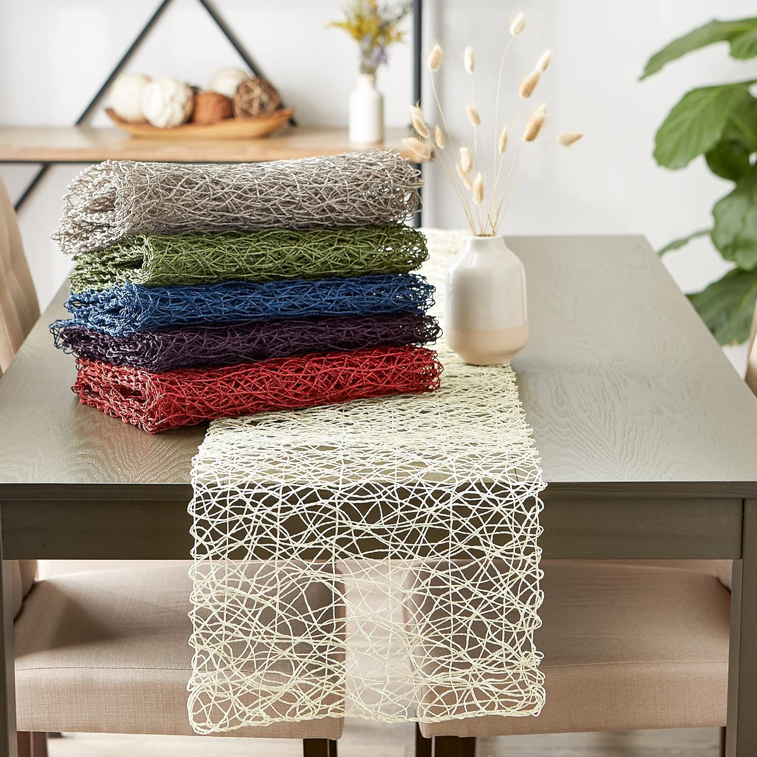 DII Woven Paper Tabletop Collection, Holiday & Event Decor, Table Runner, 14x72, French Blue