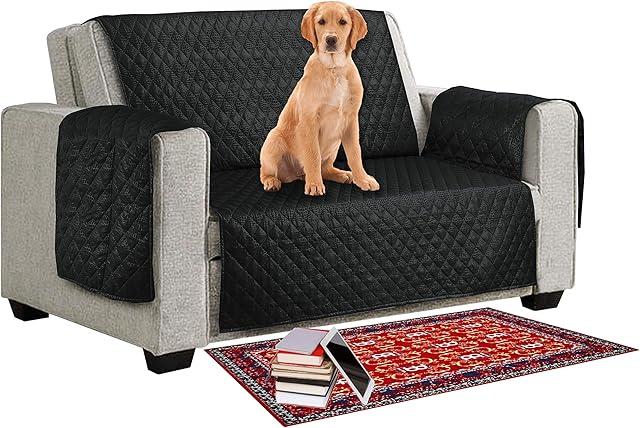 MIA we dress your home Sofa Protectors Anti Slipcover from Pets/Dogs/Kids Sofa Covers 3 Seater Couch Covers Furniture Protector Covers Soft Quilted with Non Slip Strap Seat