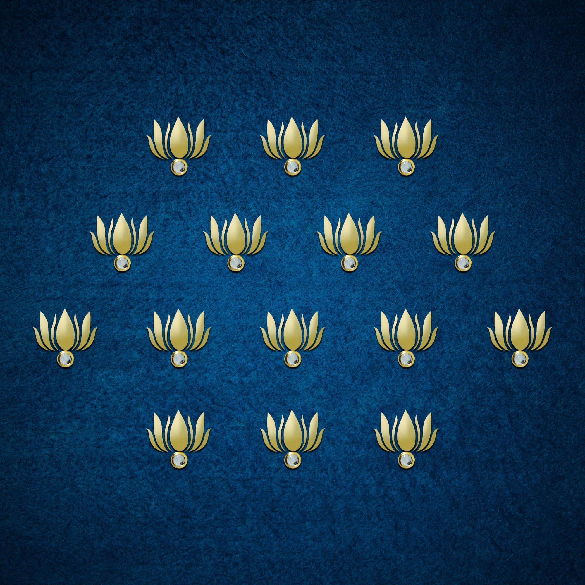 comet busters mehendi bindis – 11mm gold floral lotus stone stick-on bridal mehendi hand jewellery (15 bindis) (omeh009)