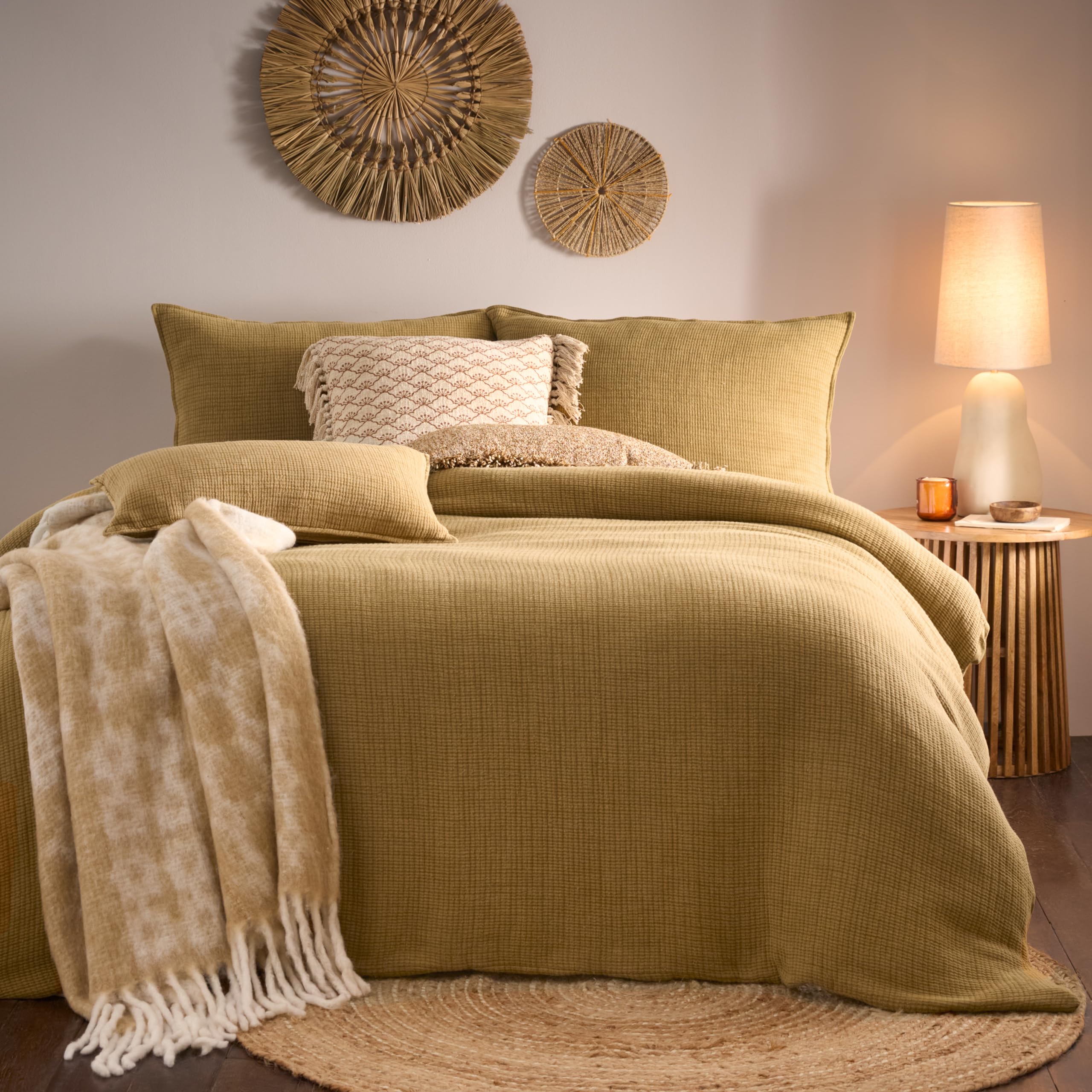 Yard Ribble Super King Honey Acid Washed Duvet Cover Set - Cotton - Yellow