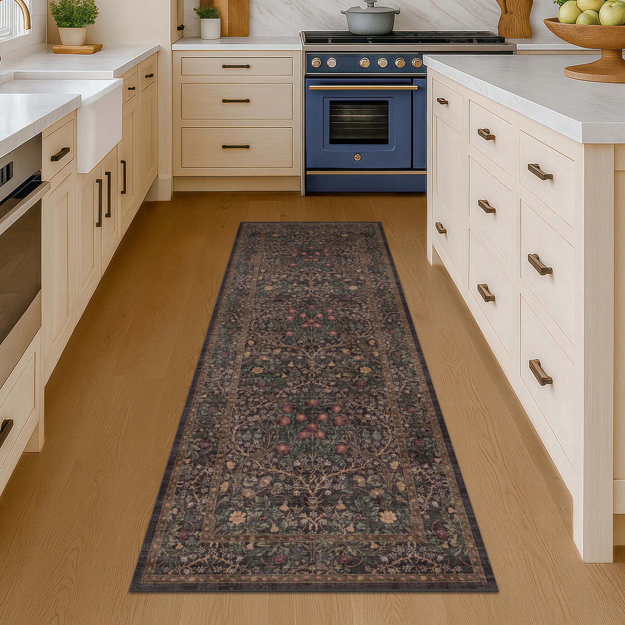 Photo 1 of Hazo Haus Dark Brown Washable 2' x 6' Runner Rug