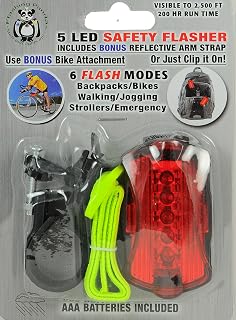 Flashing Panda Bicycle/Jogging Safety Light and Reflector, 5 Red LED, 6-Function