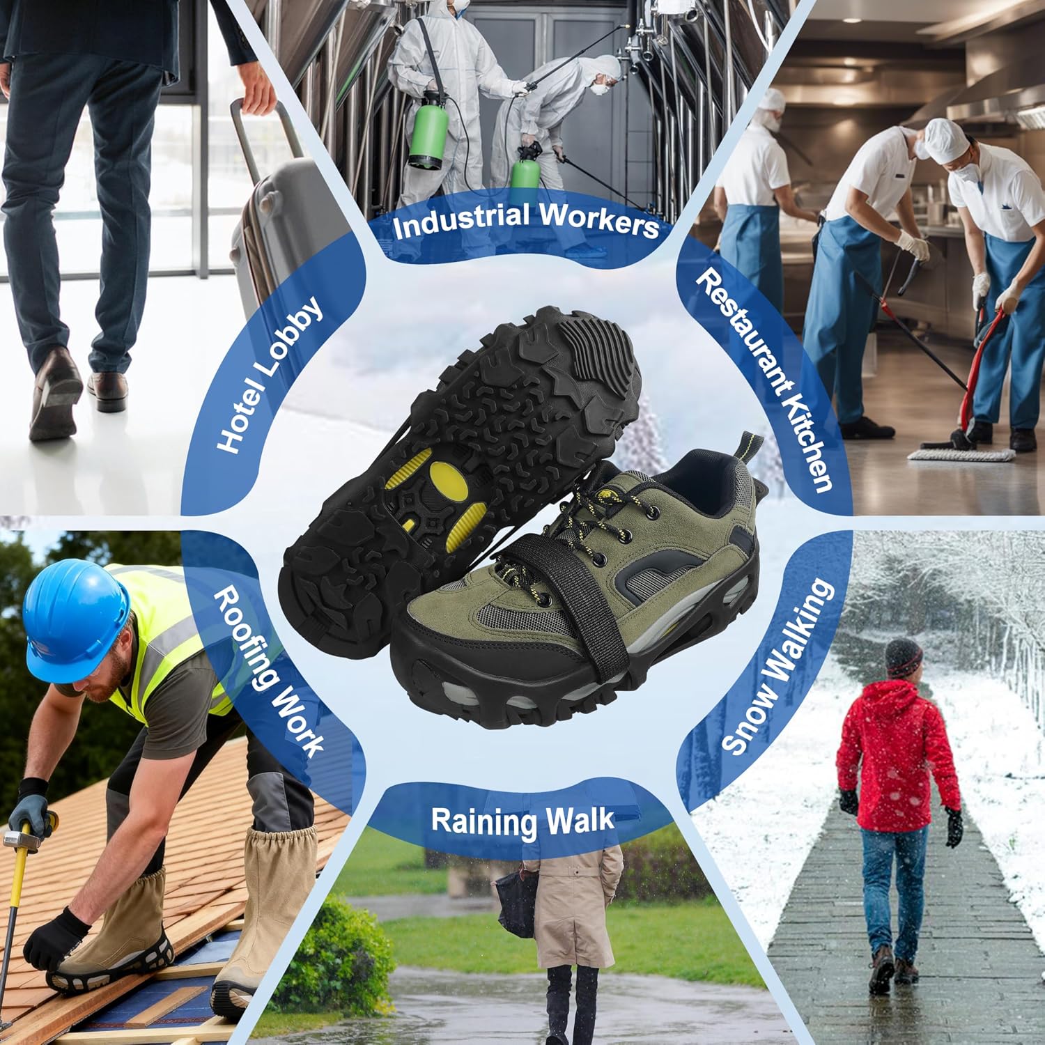 Spikeless Shoe Cleats Anti Slip Roofing Shoes, Roofing Traction Shoe Covers for Metal Roof, Wet Floors, Slippery Surfaces, Snow and Ice Walking, Non-Slip Shoe Grips Overshoes for Work Boots Shoes
