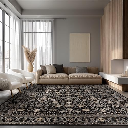 Ruaruarug Washable Area Rug 8×10 (Black Gold)