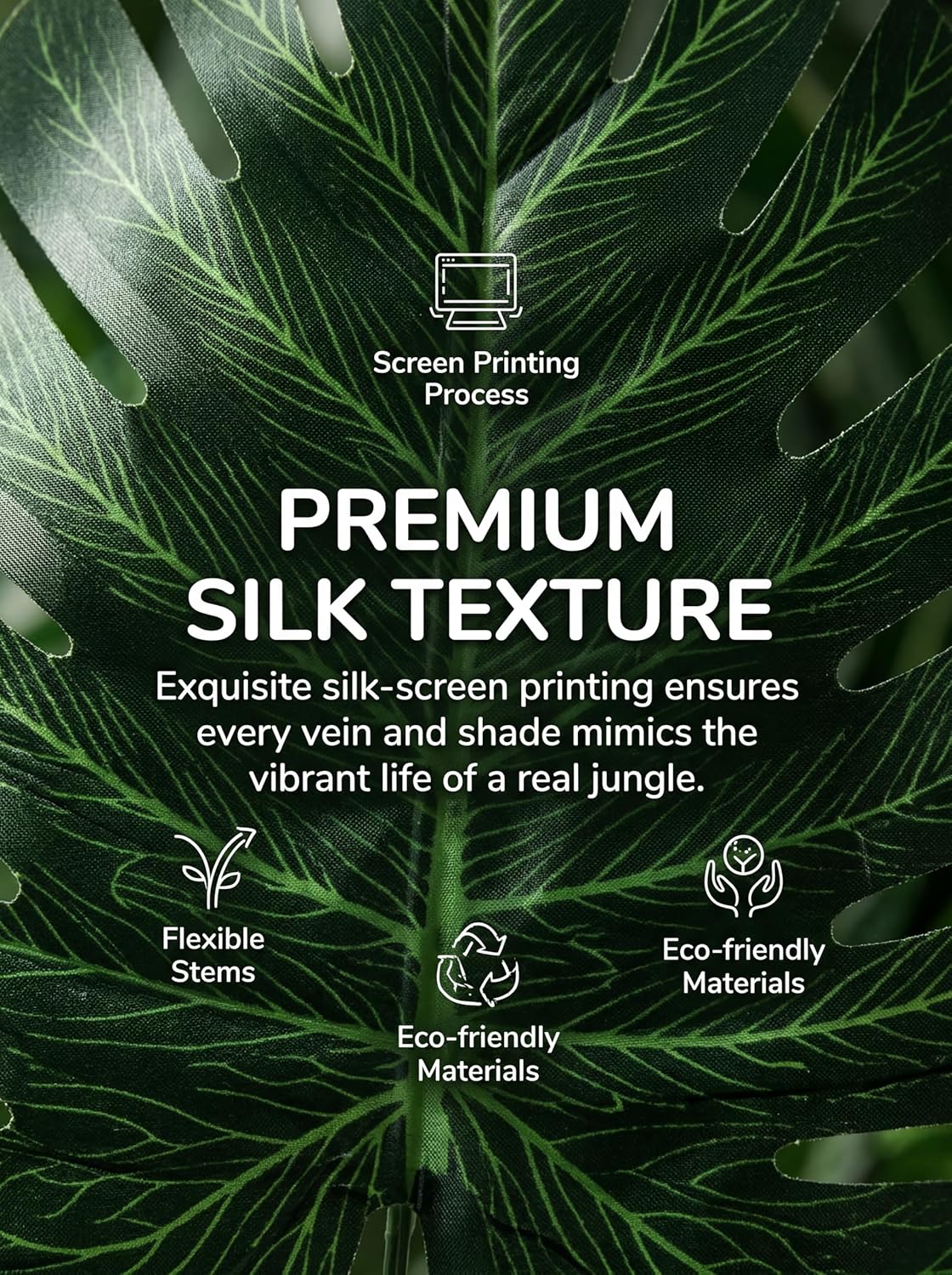 20FT Artificial Monstera Leaves Garland, Extra Long Fake Hanging Plants with 50 Monstera Deliciosa & 12 Ivy Leaves for Wall Decor, Tropical Palm Leaf Vines for Jungle Theme Party, Wedding Arch