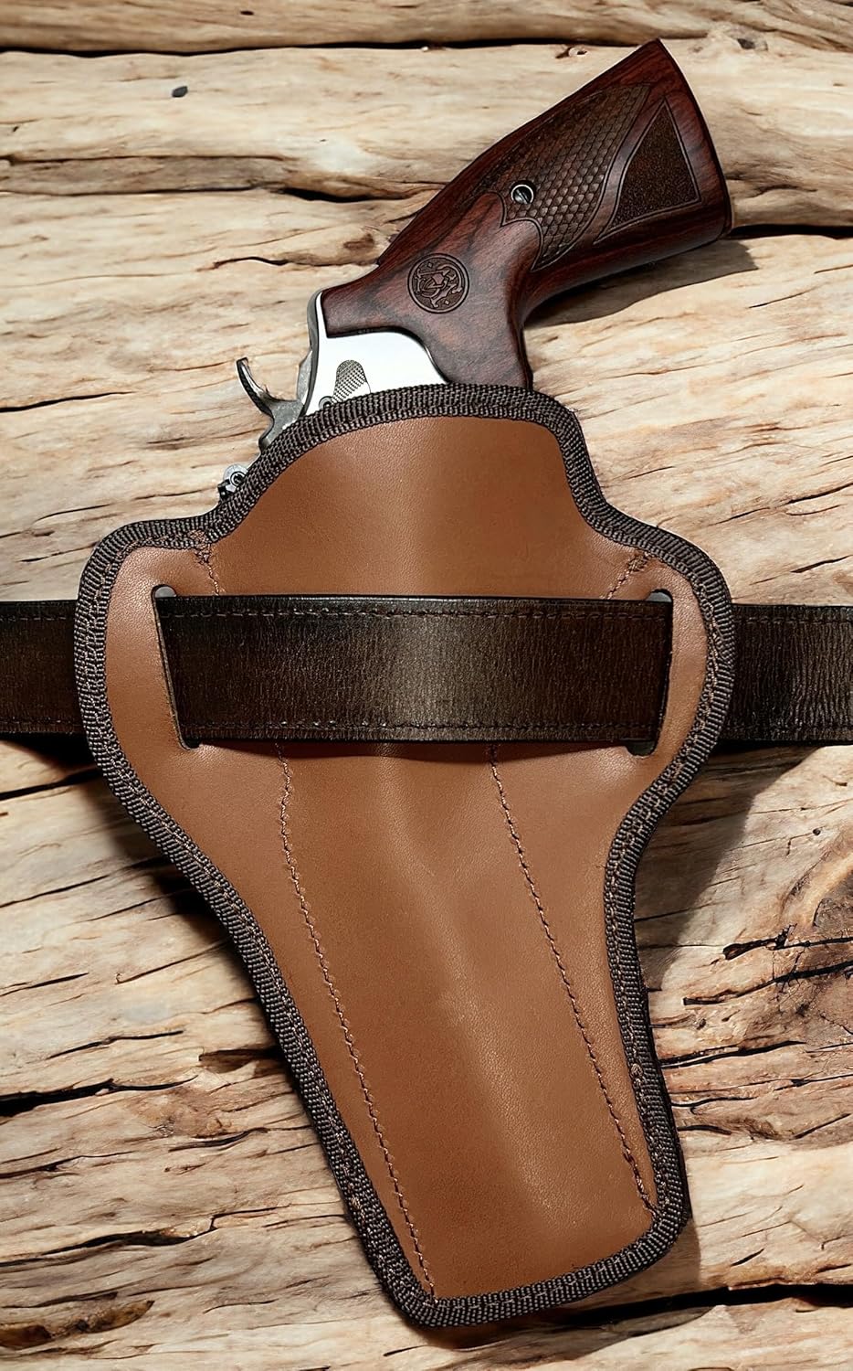 Right Hand Brown Open Top OWB Holster for Taurus Tracker 17, 627, 44, 992, 6.5" Barrels