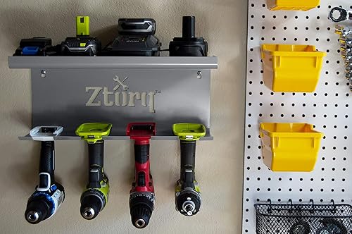 Miniatura 6 de Ztorq Organizador de herramientas de taladro inalámbrico soporte para taladro, estante de montaje en pared y estación de carga para optimizar la