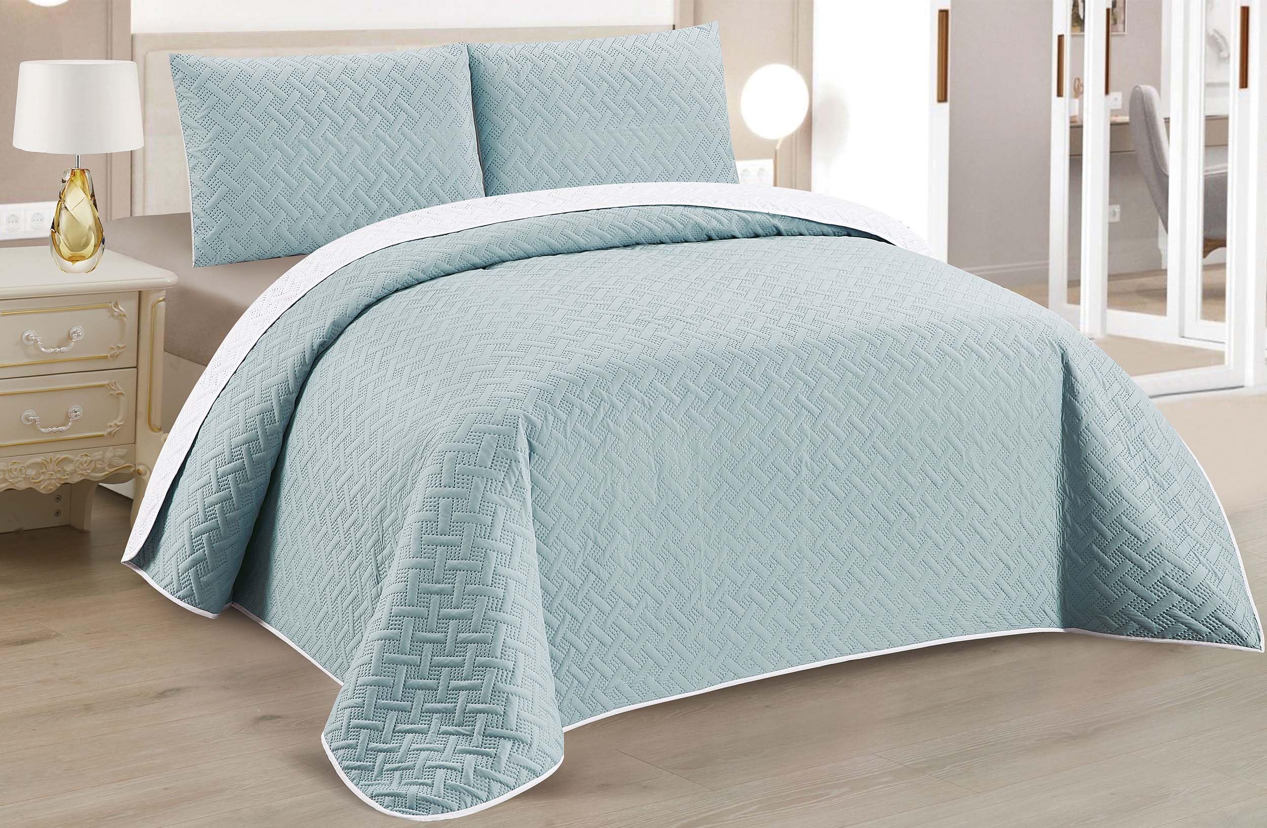 Colcha Boutis para Primavera y Verano Bicolor Reversible Liso de Color Beig + 2 Funda Cojin 50x70 cm - Colcha Ligera Fina Entretiempo (Cama 135, 220x260cm) — view 39