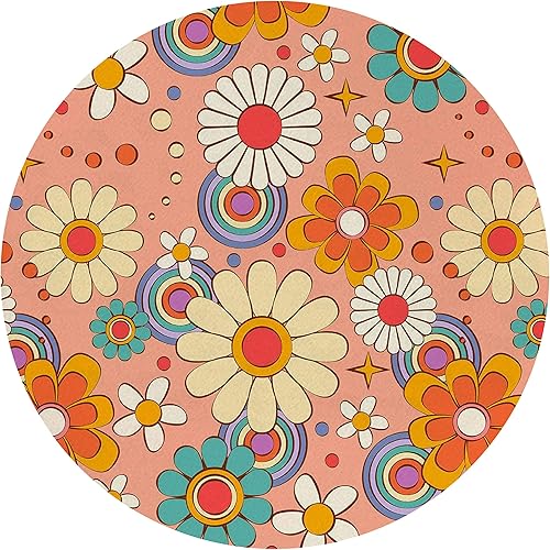 QUICQOD Alfombrilla de mouse retro de los años 70, diseño de margaritas y margaritas, base de goma antideslizante para decoración del hogar,