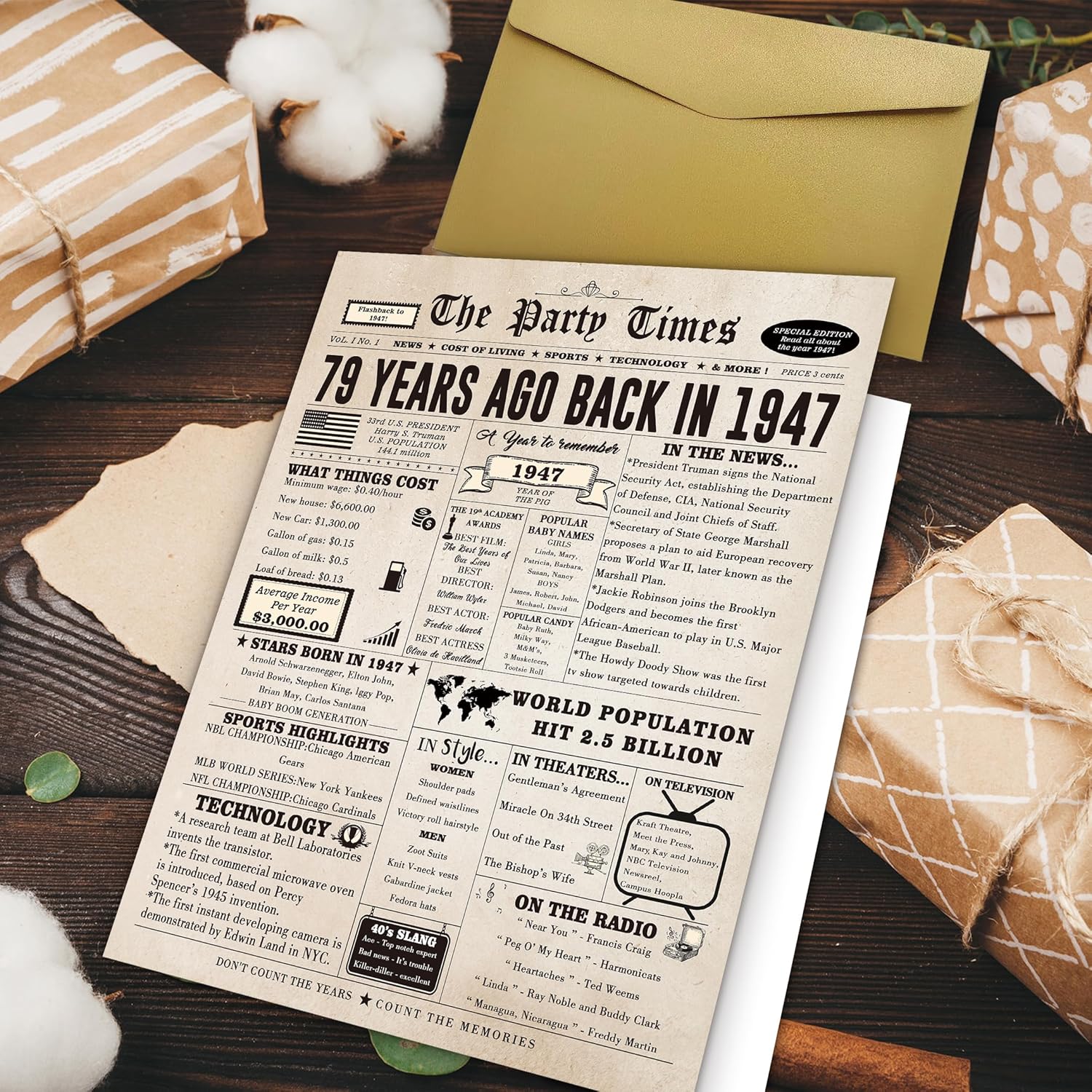 Ziwenhu Funny 79th Birthday Card Gifts for Women Men,Jumbo 79th Birthday Card for Dad Mom Grandma Grandpa,Gifts Idea for 79 year old Her Him,Vintage 79th Birthday Decorations - Image 5