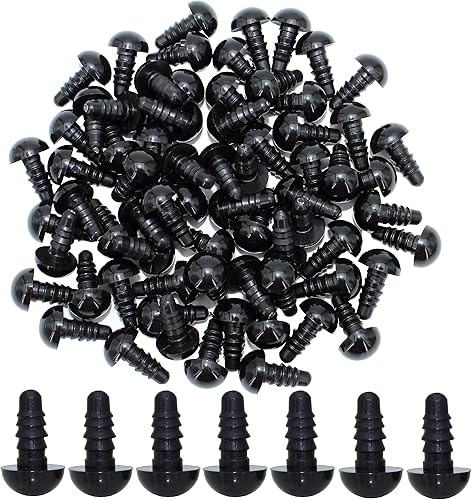 Miniatura 6 de Bestartstore 1 caja (50 unidades) Ojos de seguridad de plástico negro de 0.787 pulgadas con arandelas para proyectos Amigurumi, agujas de tejer,