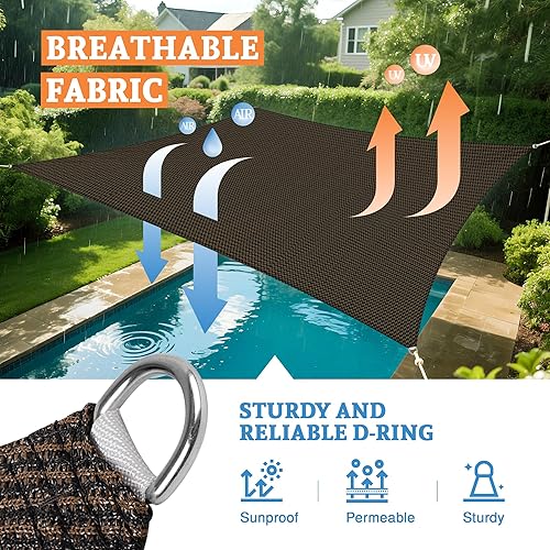 Miniatura 2 de Toldo rectangular de 10 x 14 pies, toldo para bloquear la luz solar para patio al aire libre, jardín, patio, terraza, pérgola (marrón)