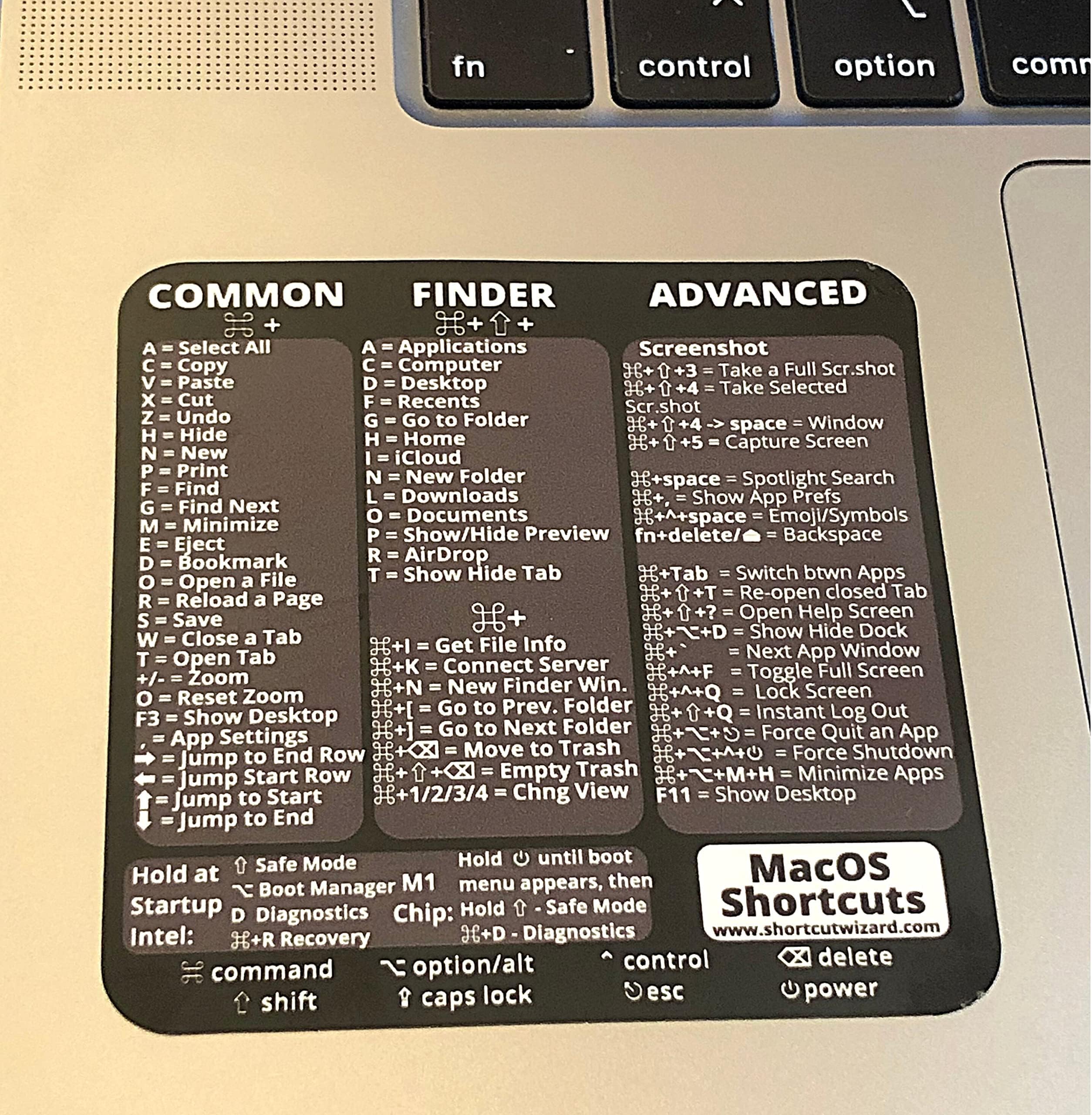 Mac OS Shortcut Decal Sticker Cheat Sheet - Big Sur Most Used Keyboard Shortcuts for Training Reference - Temporary Adhesive Mac Accessory - Long Lasting Vinyl - 3"x3"- MacBook iMac Mac Mini